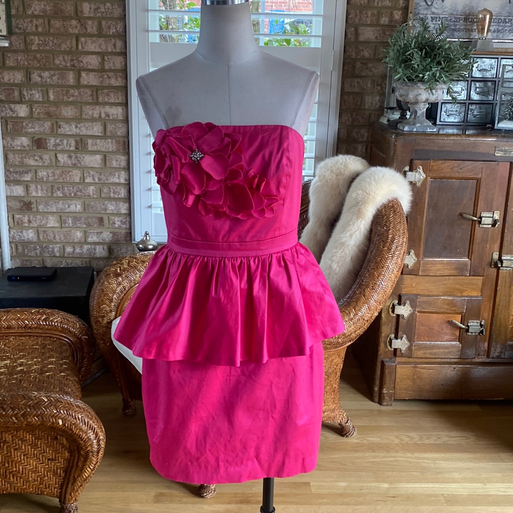 Lilly Pulitzer Pink Strapless Evening Formal Dress 6 Flower